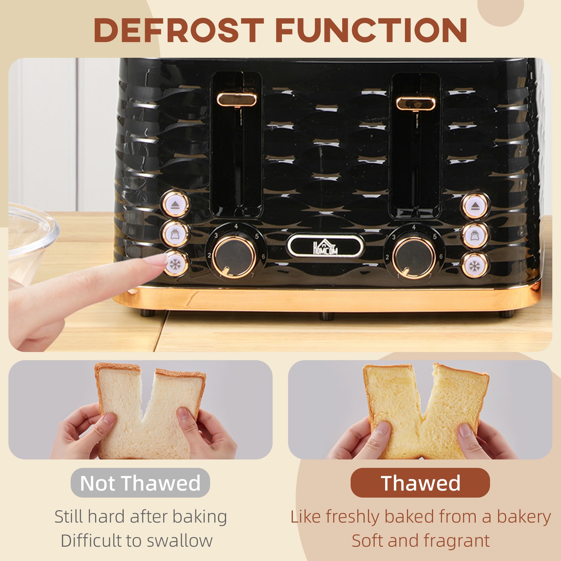 HOMCOM Four-Slice Rippled Toaster - Black