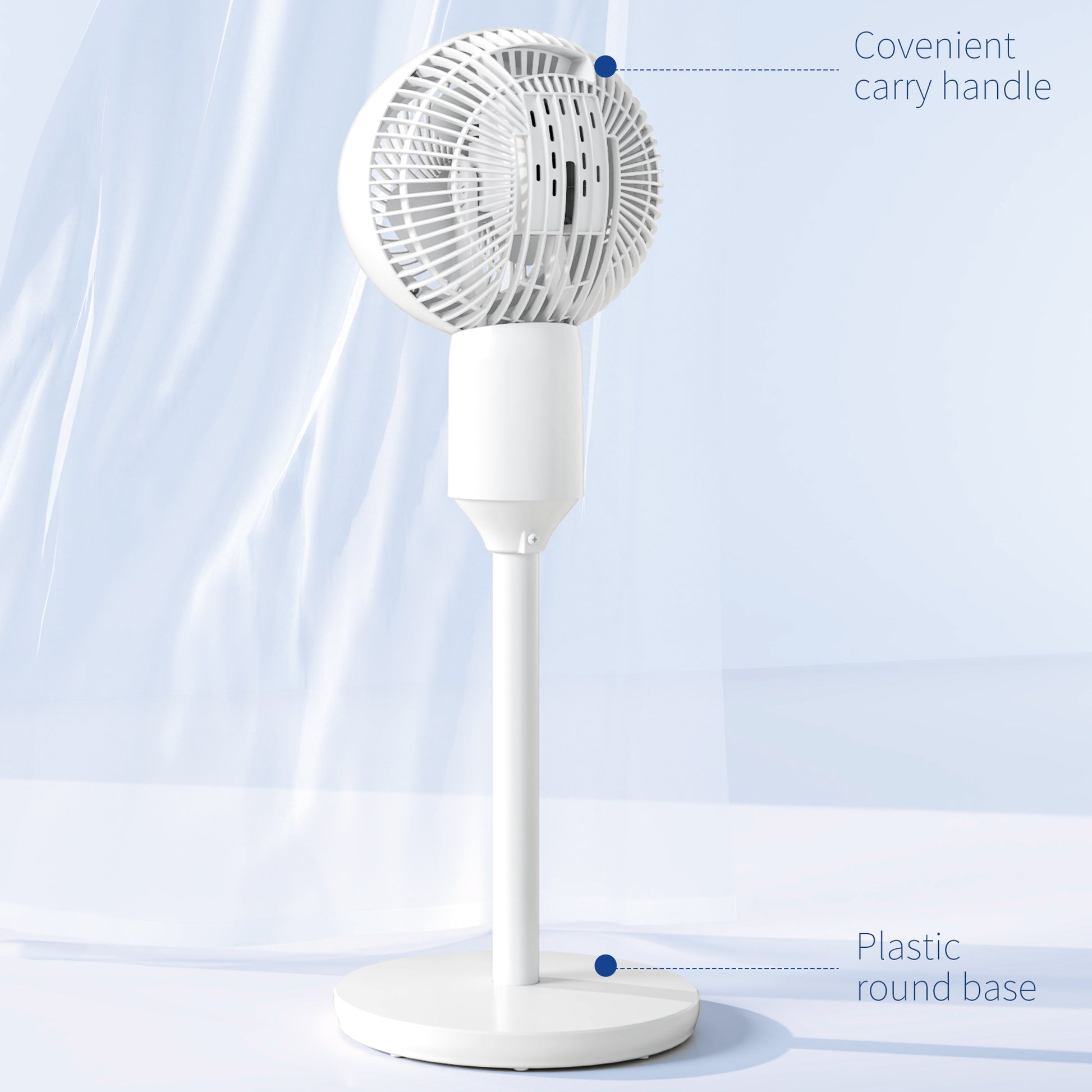 HOMCOM 32" Pedestal Fan, 70° Oscillating 90° Vertical Tilt Air Circulator with 3 Speeds, Standing Fan for Home Office, Bedroom, White