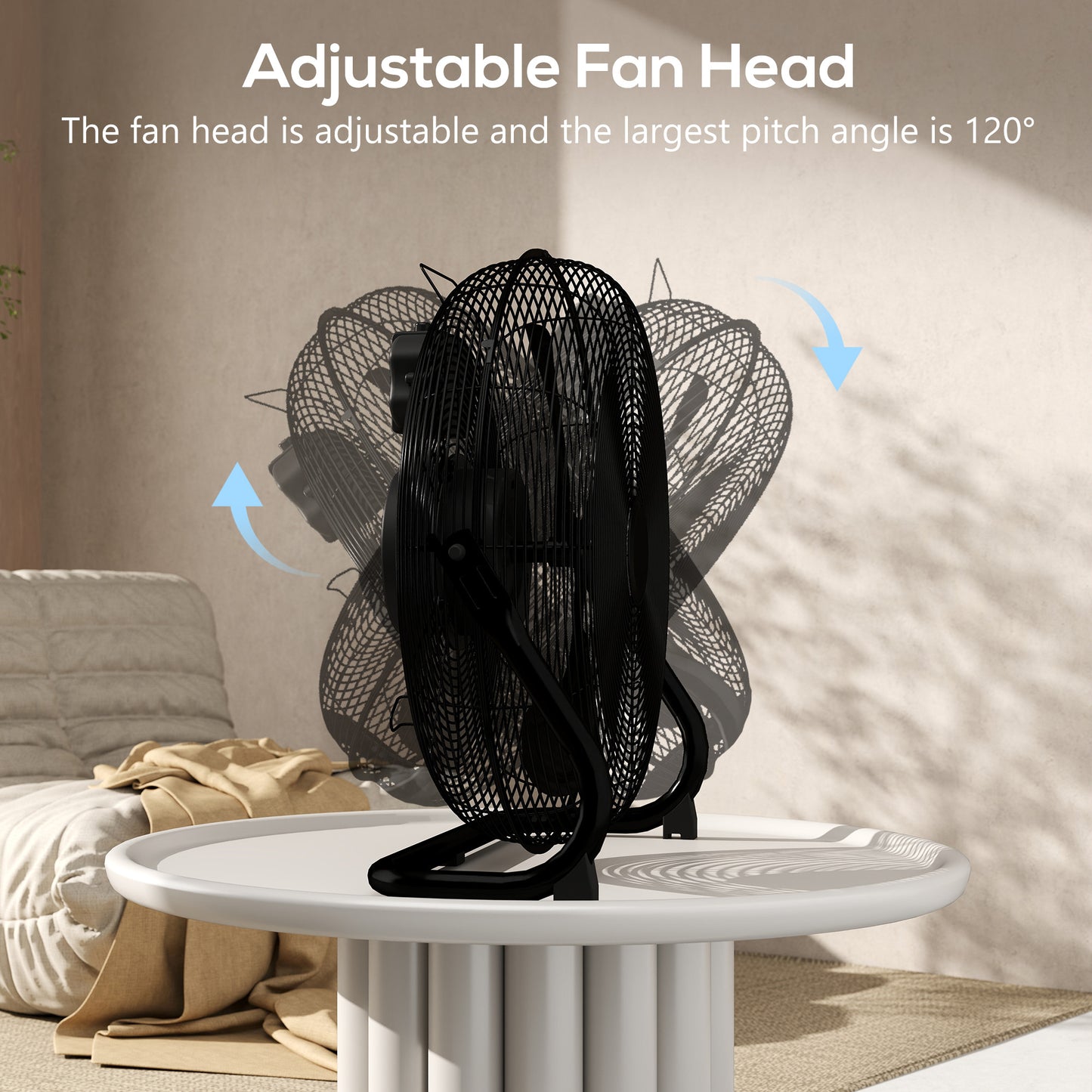 HOMCOM Metal Floor Fan with Tilting, High Velocity, 3 Speed, Portable Gym Fan for Home Office, Black