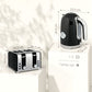 HOMCOM Retro 3000W Kettle and Toaster Set - Black