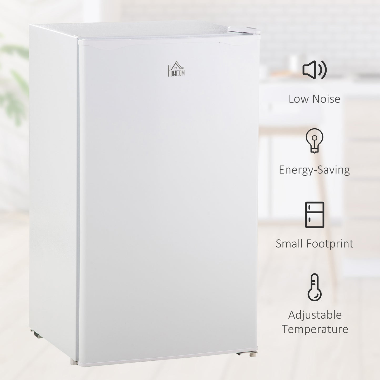HOMCOM 91L Small Fridge with Chiller Box Under Counter Fridge with Reversible Door, Good Housekeeping Institute Approved, White