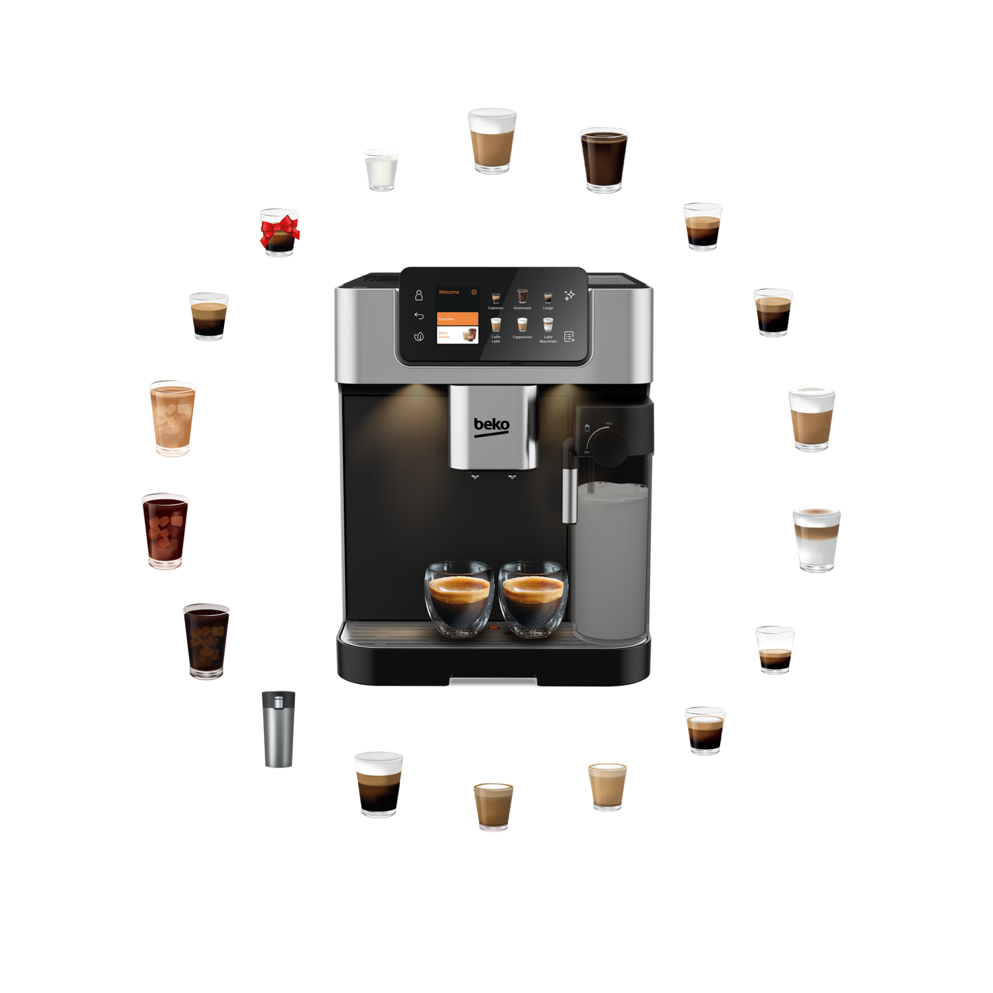 Beko CEG7348X CaffeExperto - cold brew and espresso lifestyle shot