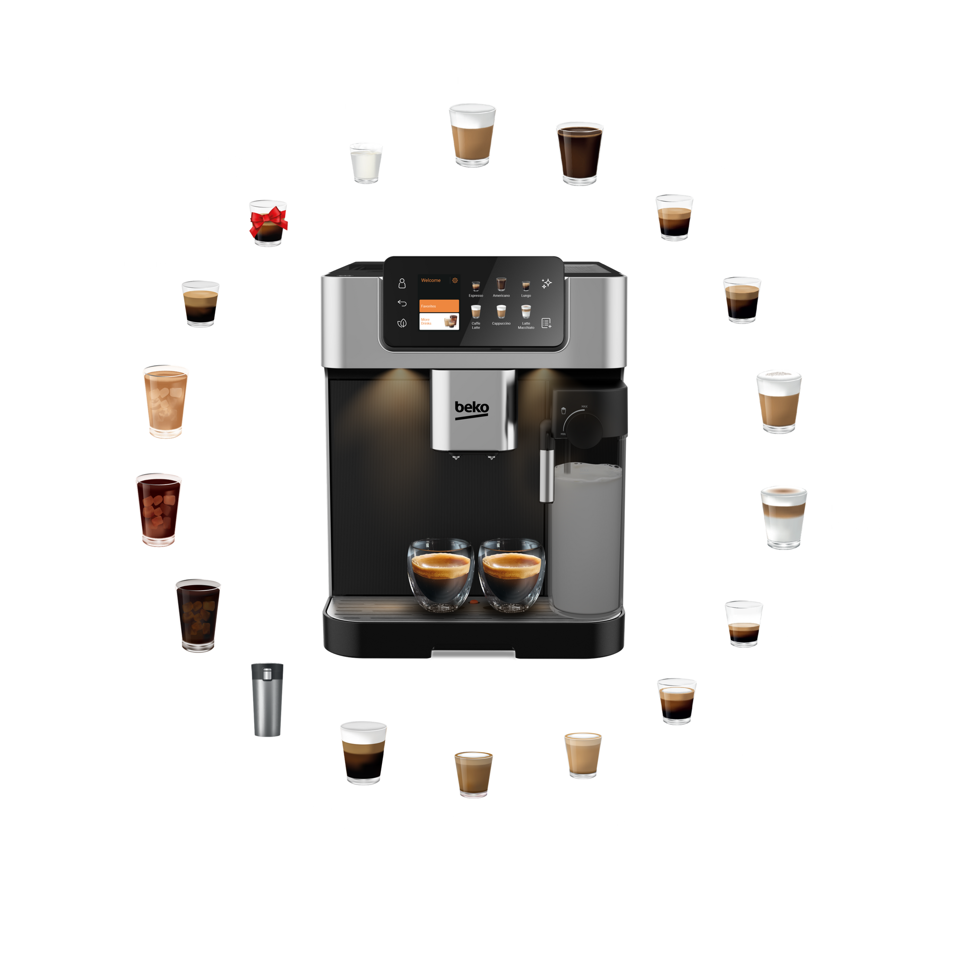 Beko CEG7348X CaffeExperto - cold brew and espresso lifestyle shot