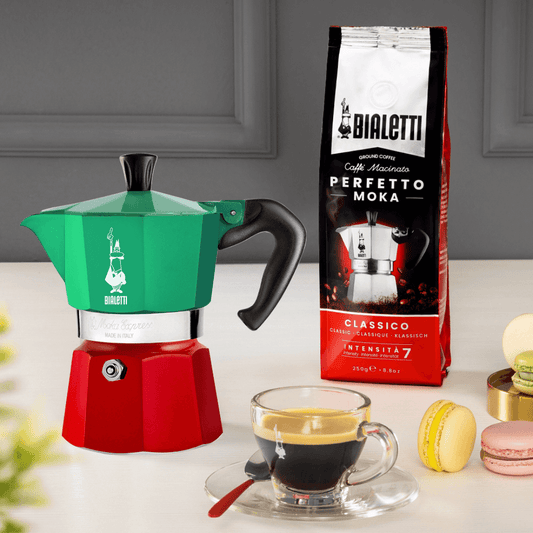 Bialetti Moka Express Tricolore Italia Spishäll Kaffebryggare - Tiny Lux