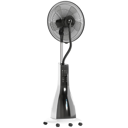 HOMCOM Pedestal Fan with Water Mist Spray, Spray Misting Fan with 75° Oscillation, Remote Control, Tilt Head, 3 Speeds, 3 Modes, 3 Mist, 3L Water Tank, Wheels, for Home, 125 cm