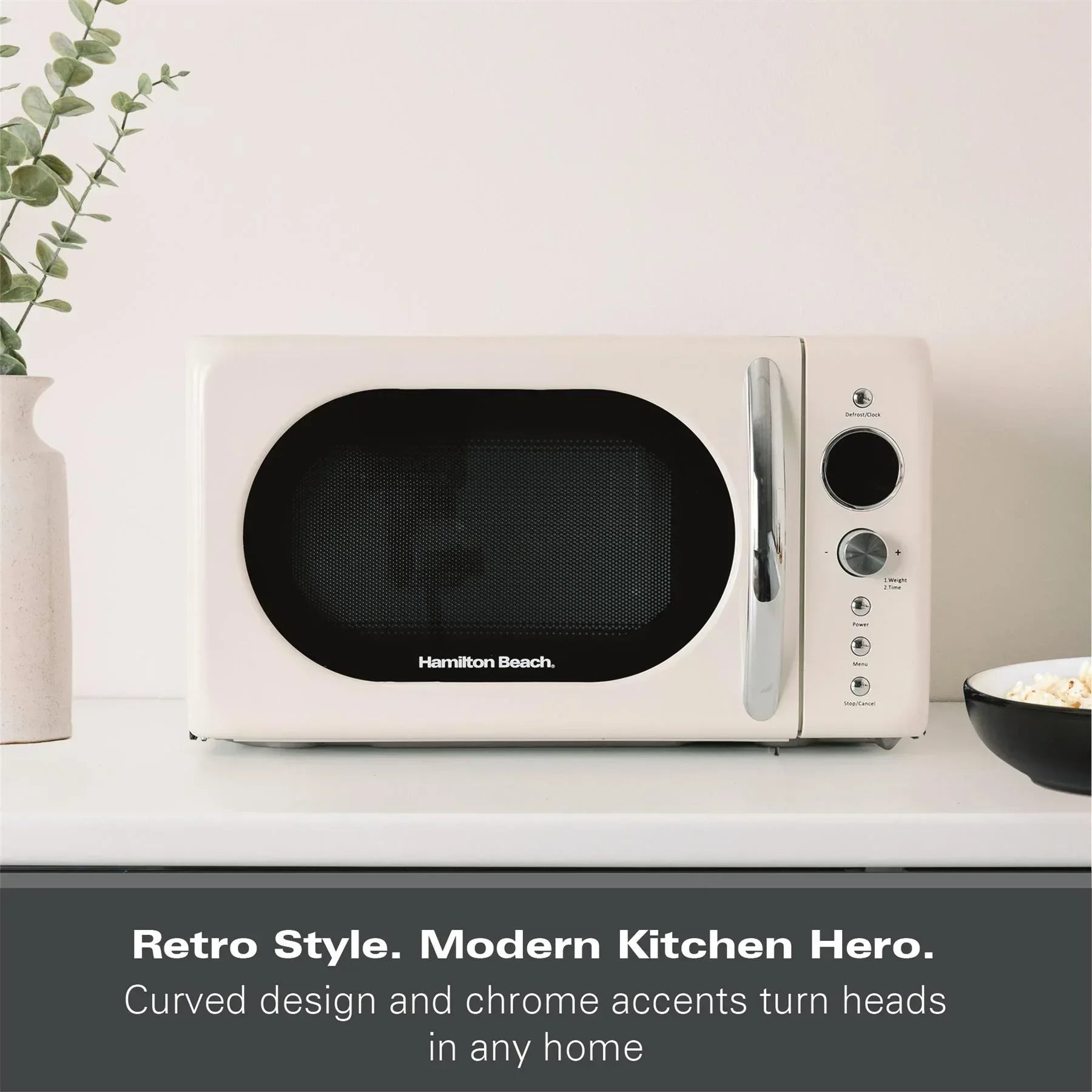 Hamilton Beach 20L Retro Microwave – Cream
