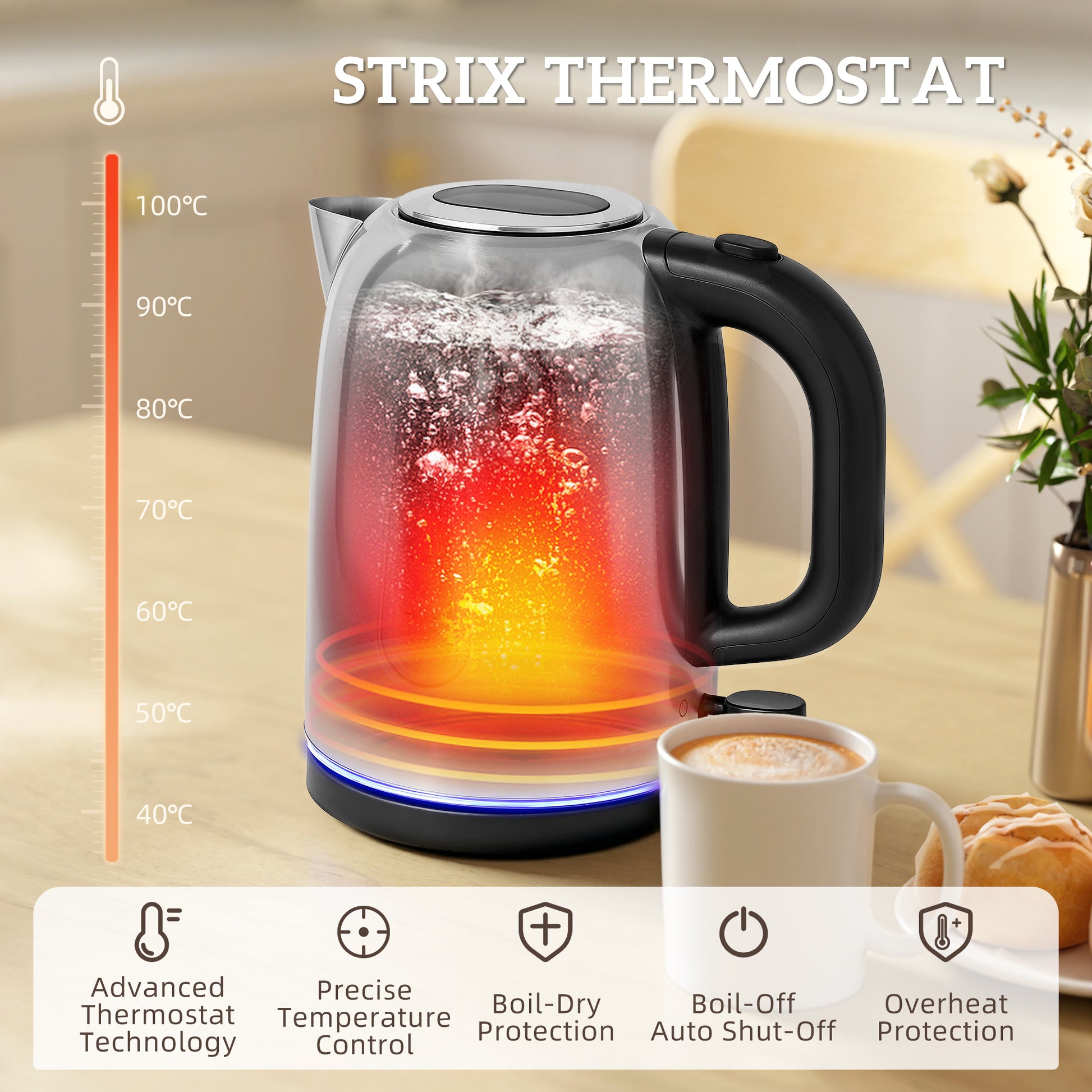 HOMCOM Kettle and Toaster Set, 1.7L 3000W Rapid Boil Jug Kettle with Otter Thermostat, Limescale Filter, 4 Slice Toaster with 7 Browning Controls, Crumb Tray, LED Strip, Silver Tone
