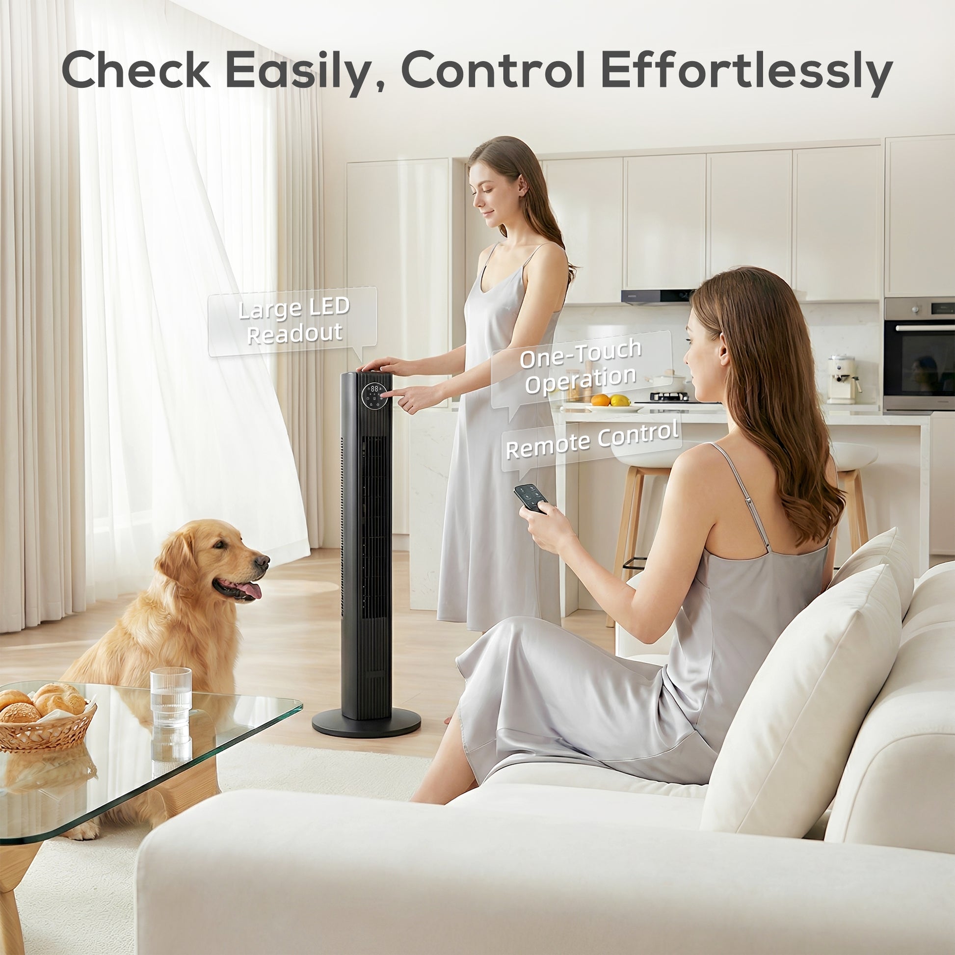 HOMCOM 28dB Tower Fan for Bedroom, 36 inch, 8 m/s Velocity Standing Cooling Fan with 80° Oscillating, BLDC Motor, 12 Speeds, LED Display, 4 Modes, 12H Timer, Remote Control, Black