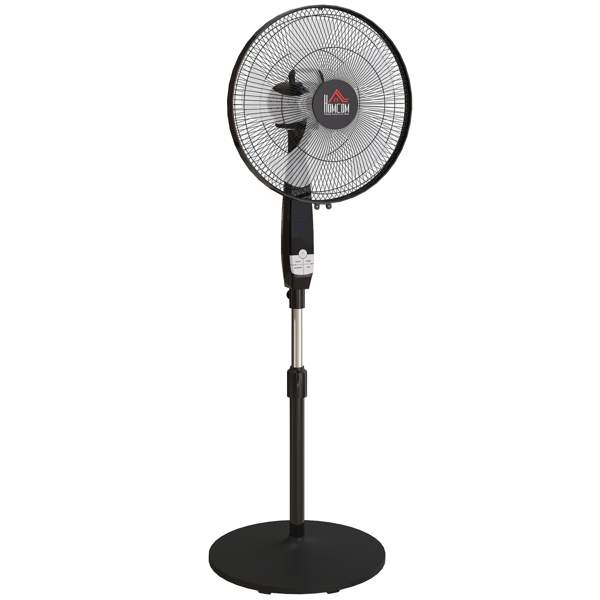 HOMCOM 40 cm Pedestal Standing Floor Fan, Oscillation Cooling Fan with Remote Control, Black