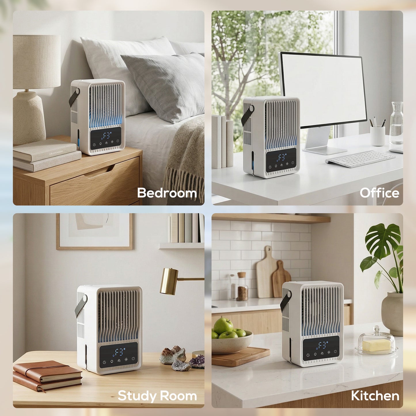 HOMCOM Portable Air Conditioner, 4-in-1 Mini Air Cooler with 3 Wind Speed, 2 Mist Mode, 7 Colour RGB Light, Black and White