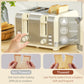 HOMCOM Kettle And Toaster Set, Polished Metal Kitchen Appliance Set for Breakfast Stations & Countertop, Cream