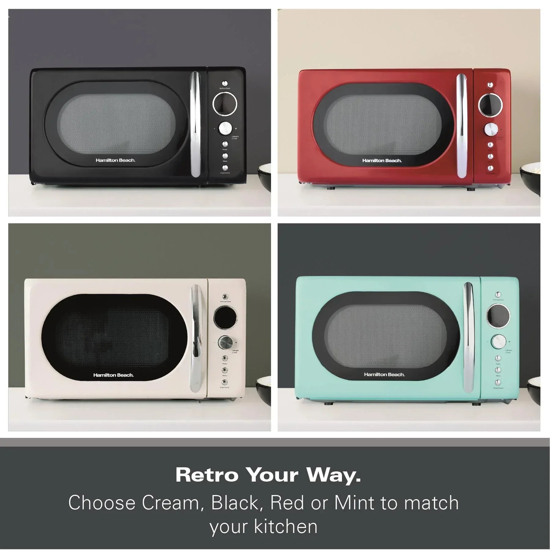 Hamilton Beach 20L Retro Microwave – Mint