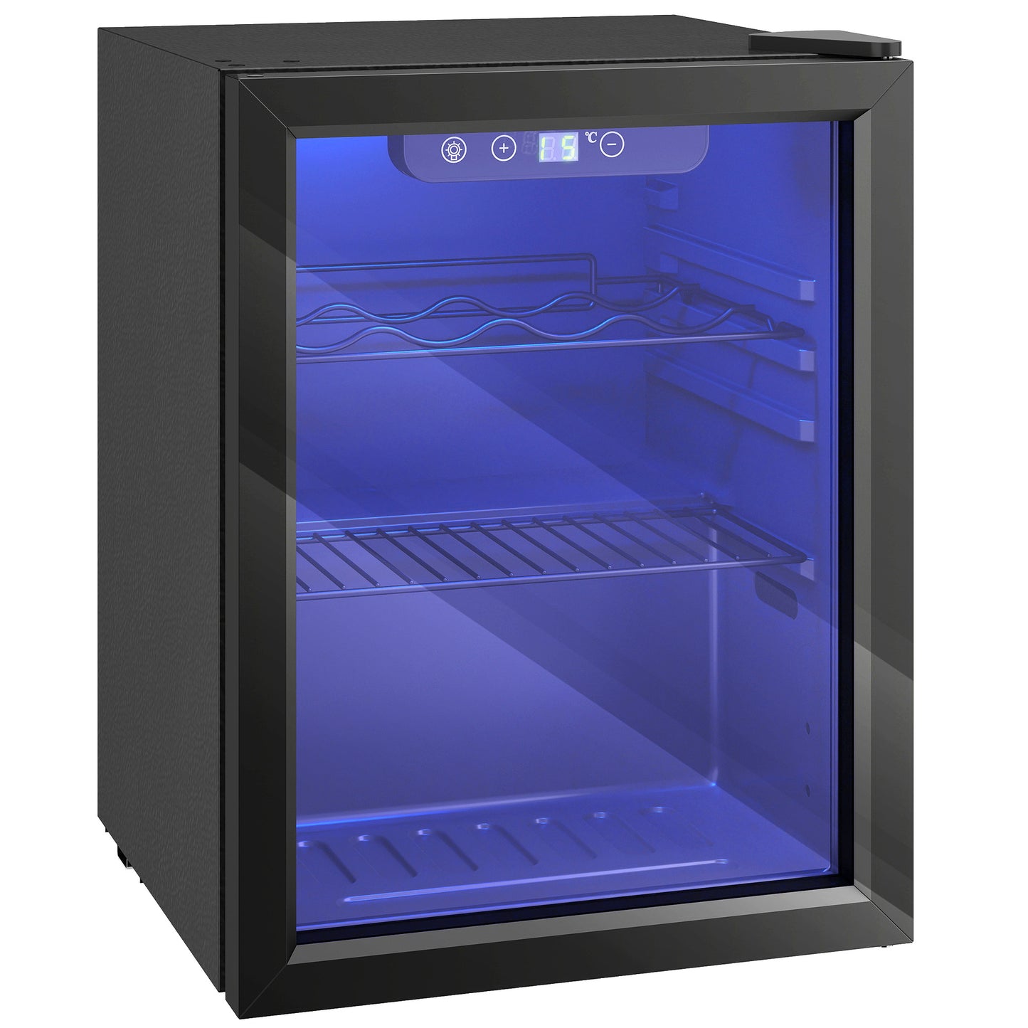 HOMCOM 16 Bottle Wine Cooler, 48 Litre Capacity, 4-16°C Under Counter Drinks Beer Wine Fridge with Glass Door, LED Light, Black