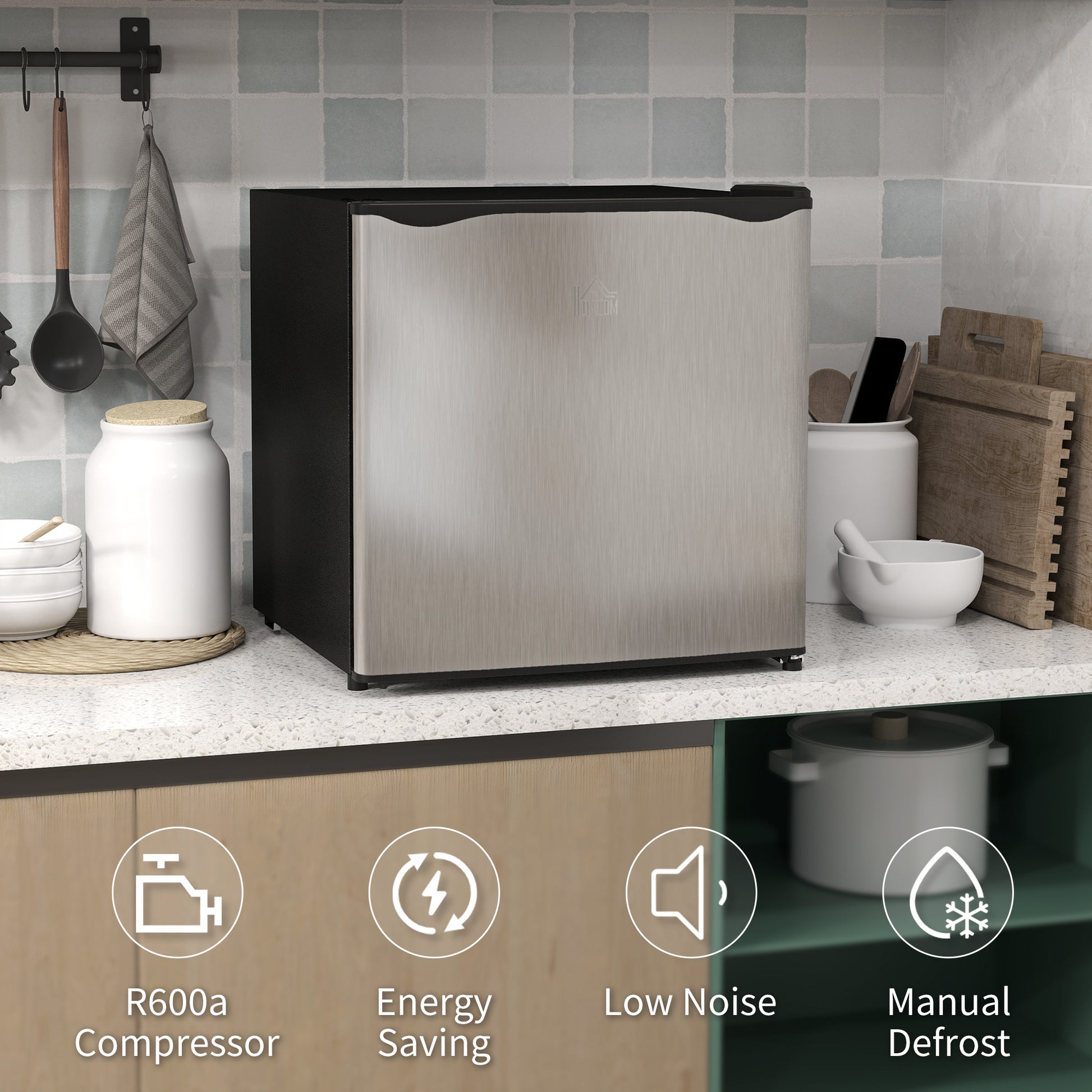 HOMCOM 35L Mini Freezer, -24℃ to -14℃ Temperature - Silver Tone