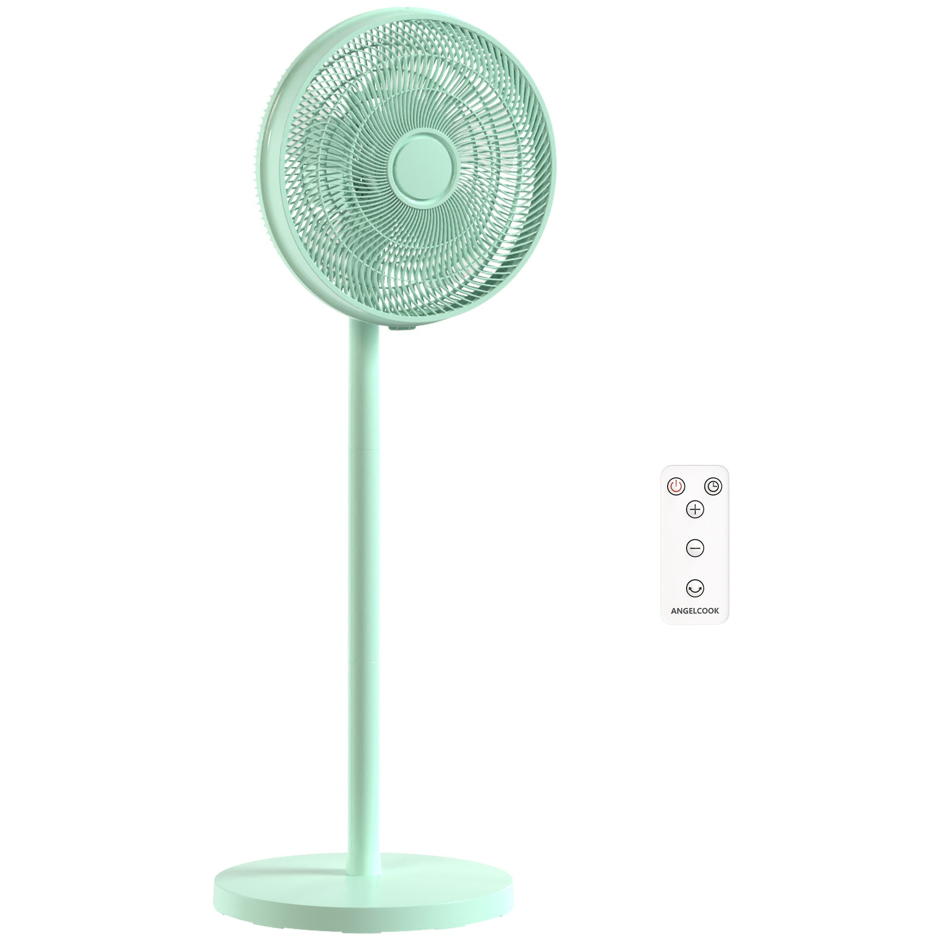 HOMCOM 40 cm Standing Fan, Cooling Floor Fan with 80° Oscillating, Adjustable Tilt and Height, 4 Speed, Remote Control, Green