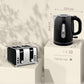 HOMCOM Kettle and Toaster Set, 1.7L 3000W Rapid Boil Jug Kettle with Otter Thermostat, Limescale Filter, 4 Slice Toaster with 7 Browning Controls, Crumb Tray, LED Strip, Black