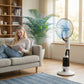 HOMCOM Pedestal Fan with Water Mist Spray 3 Speeds 2.8L Water Tank, White