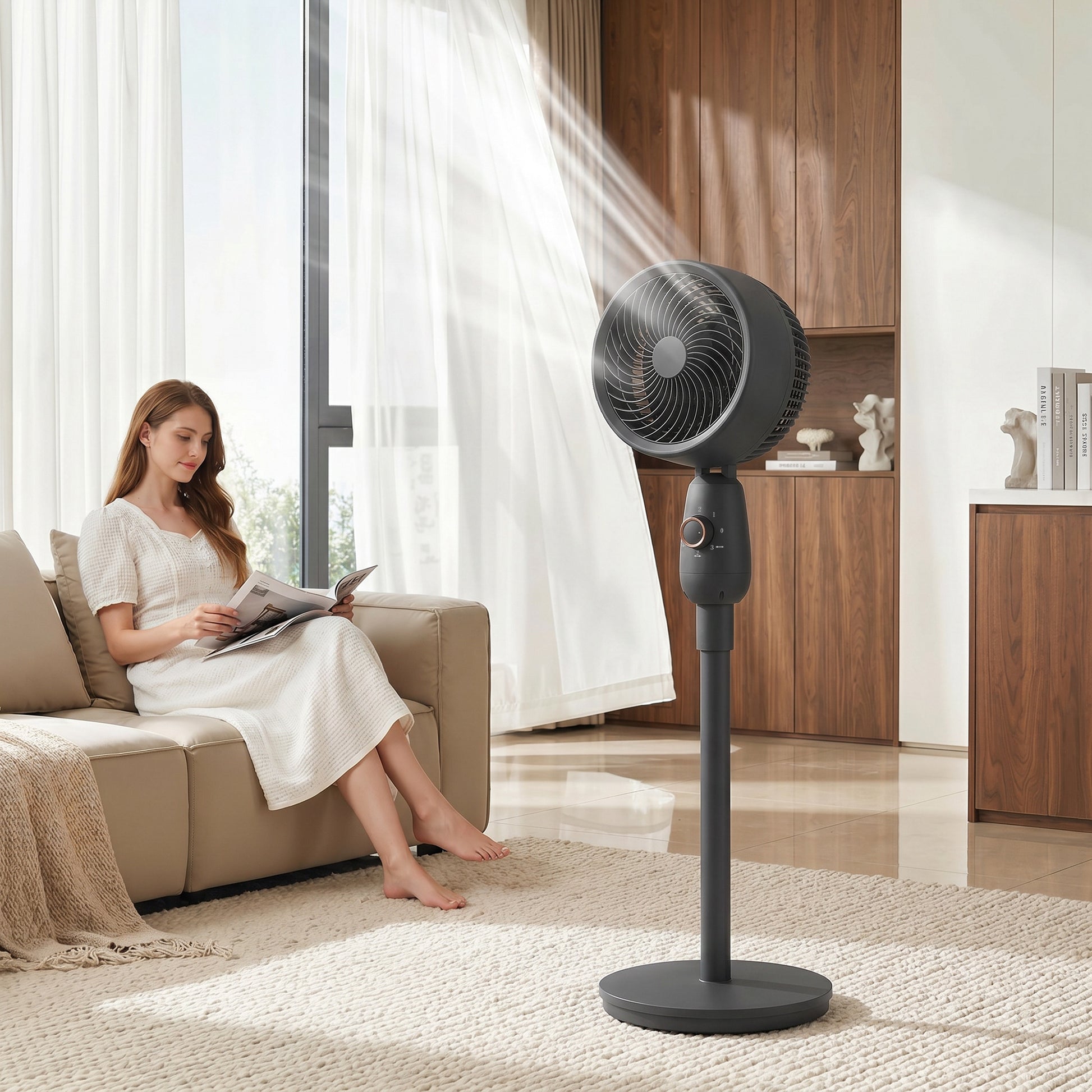 HOMCOM Pedestal Fan, Powerful Air Circulator, 36 Inch Floor Standing Fan with 3 Speed Settings, 70° Oscillating for Bedroom, Home and Office, Black