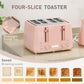 HOMCOM Kettle and Toaster Set, 1.7L 3000W Fast Boil Jug Kettle, 4 Slice Toaster with 7 Level Browning Controls, Light Pink