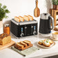 HOMCOM Electric Stainless Steel Kettle and Toaster Set, 3000W 1.7L UK Strix Thermostat Fast Boil Kettle w/ Limescale Filter, Cool Touch Body, 4 Slice Toaster with 7 Browning Levels, Black