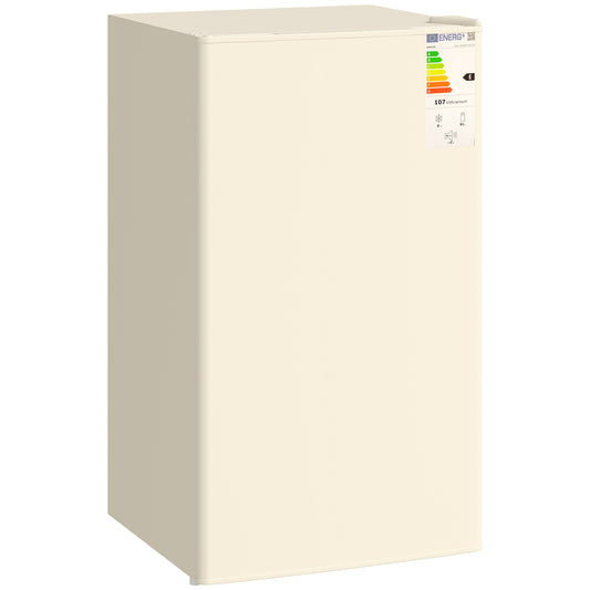 HOMCOM Under Counter Fridge, 91L Small Fridge with Chiller Box, Removable Shelf, Reversible Door, Adjustable Legs, Mini Refrigerator, Beige