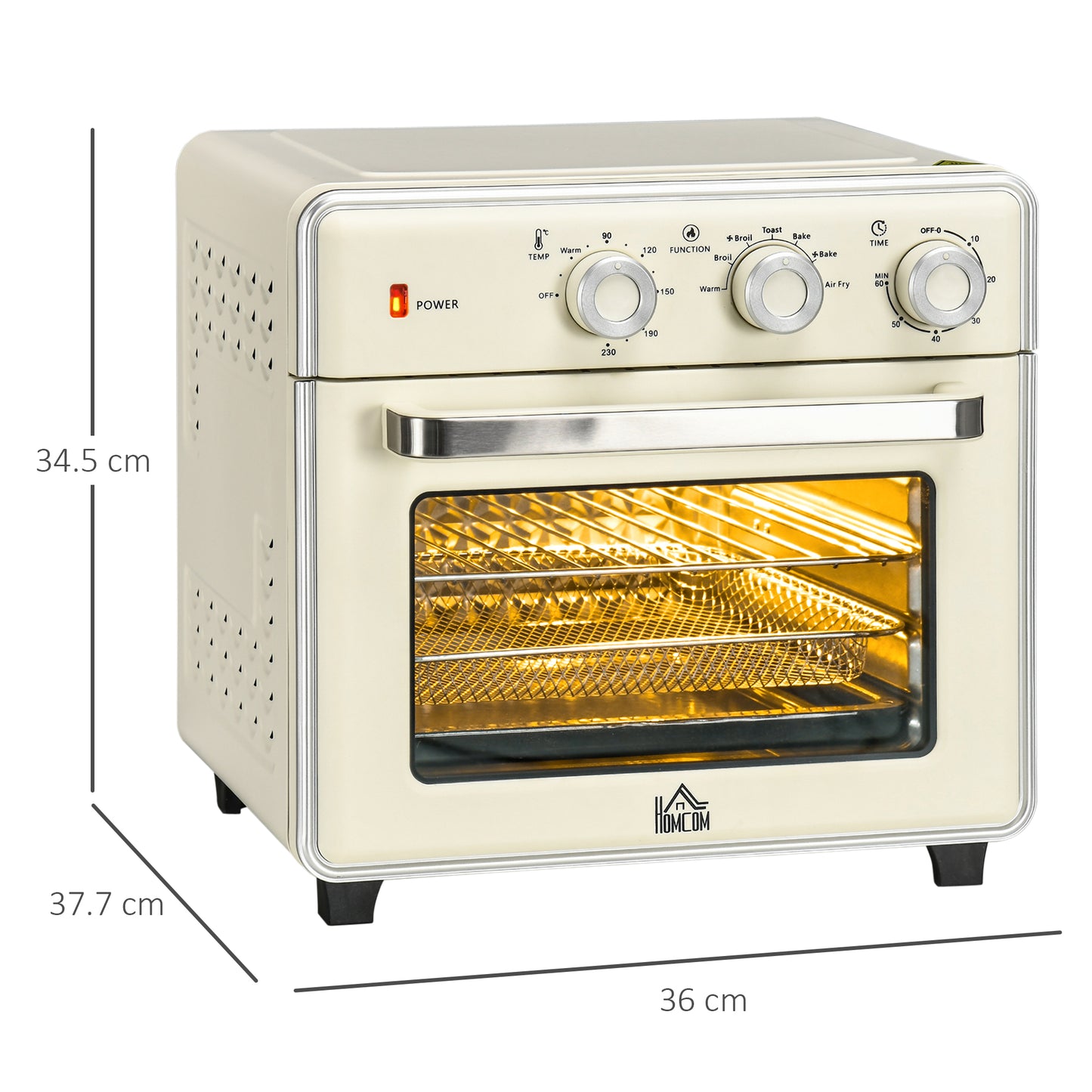 HOMCOM 20L 90-230°C Mini Electric Oven - Cream