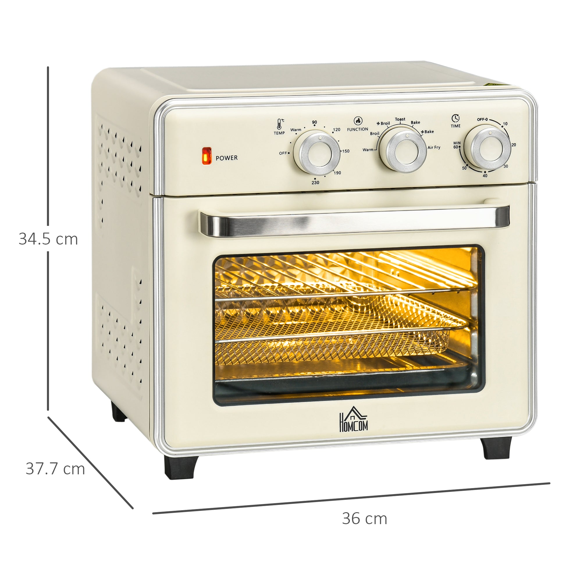 HOMCOM 20L 90-230°C Mini Electric Oven - Cream