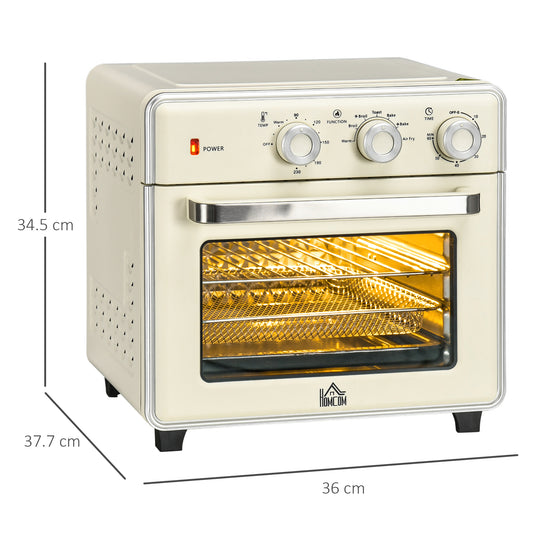 HOMCOM 20L 90-230°C Mini Electric Oven - Cream