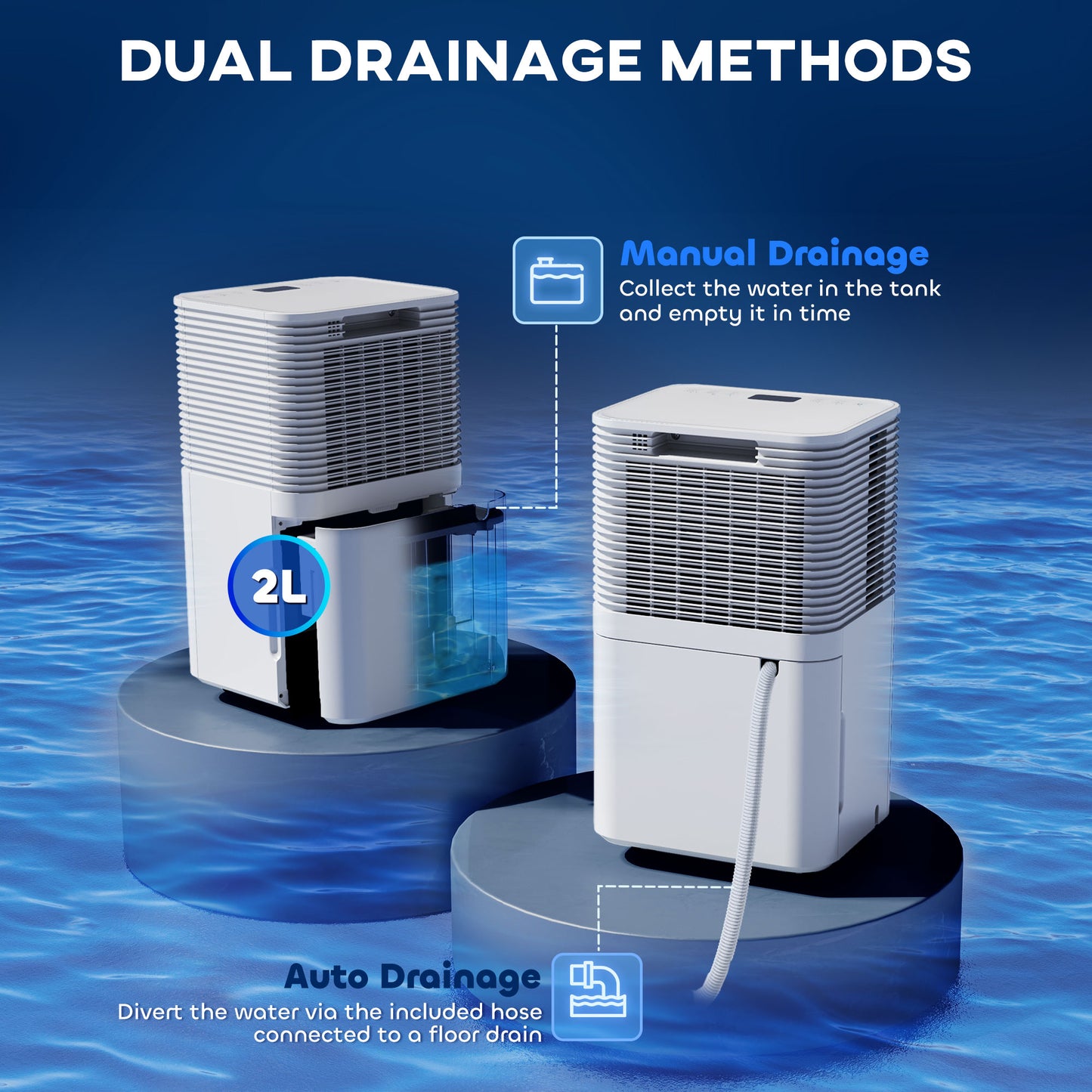 HOMCOM 10L/Day Dehumidifier with 2L Water Tank, Laundry Drying, Automatic Humidity Sensor, Electric Portable Dehumidifier with 24H Timer, 3 Modes for Home Damp, Mould and Condensation