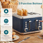 HOMCOM Electric Stainless Steel Kettle and Toaster Set, 3000W 1.7L UK Strix Thermostat Dark Blue
