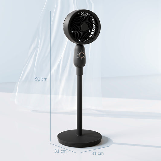 HOMCOM Pedestal Fan, Powerful Air Circulator, 36 Inch Floor Standing Fan with 3 Speed Settings, 70° Oscillating for Bedroom, Home and Office, Black