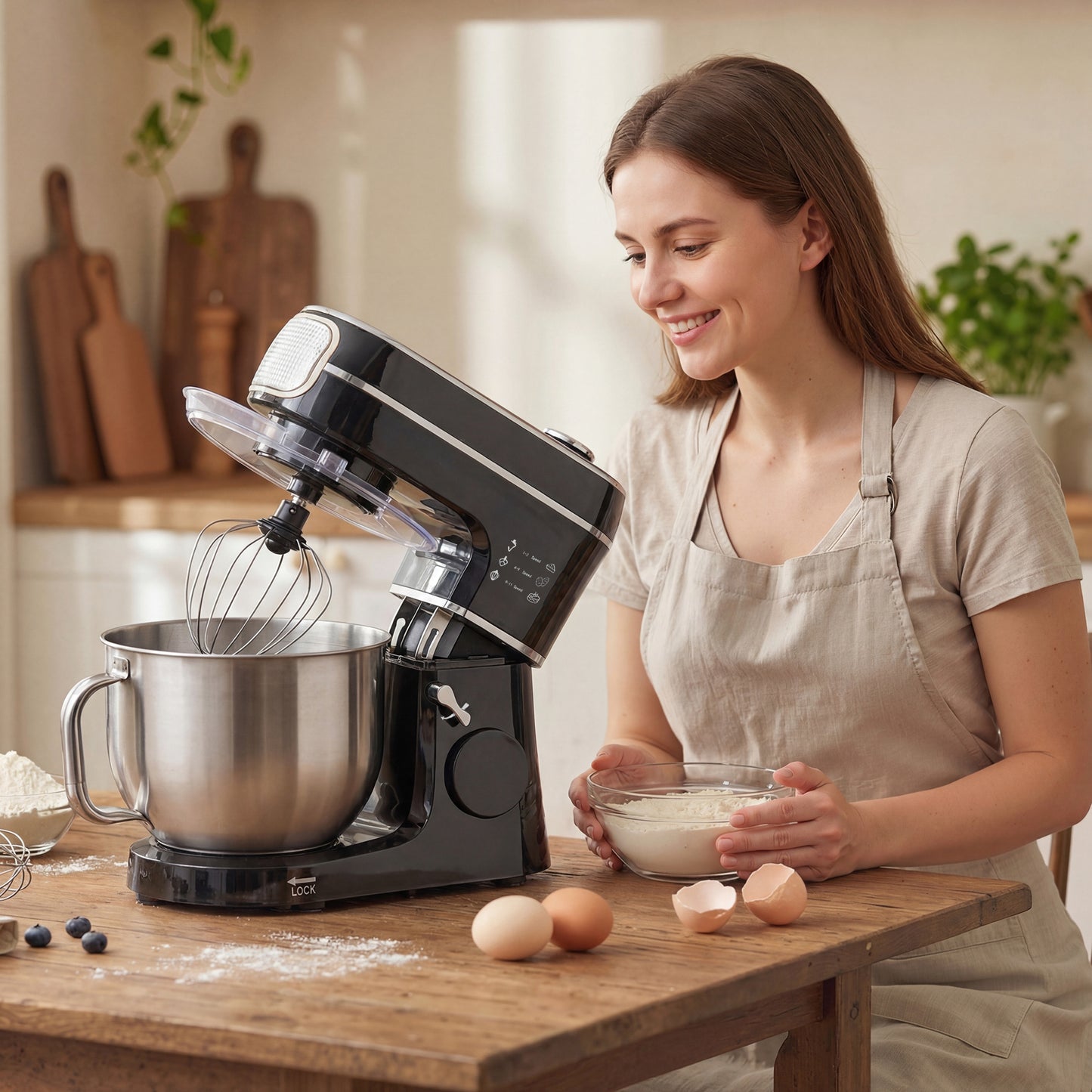 HOMCOM Stand Mixer, 6L 1400W Tilt-Head Food Mixer with 11 Speeds, Pulse & Fermentation Function, LED Display, Black