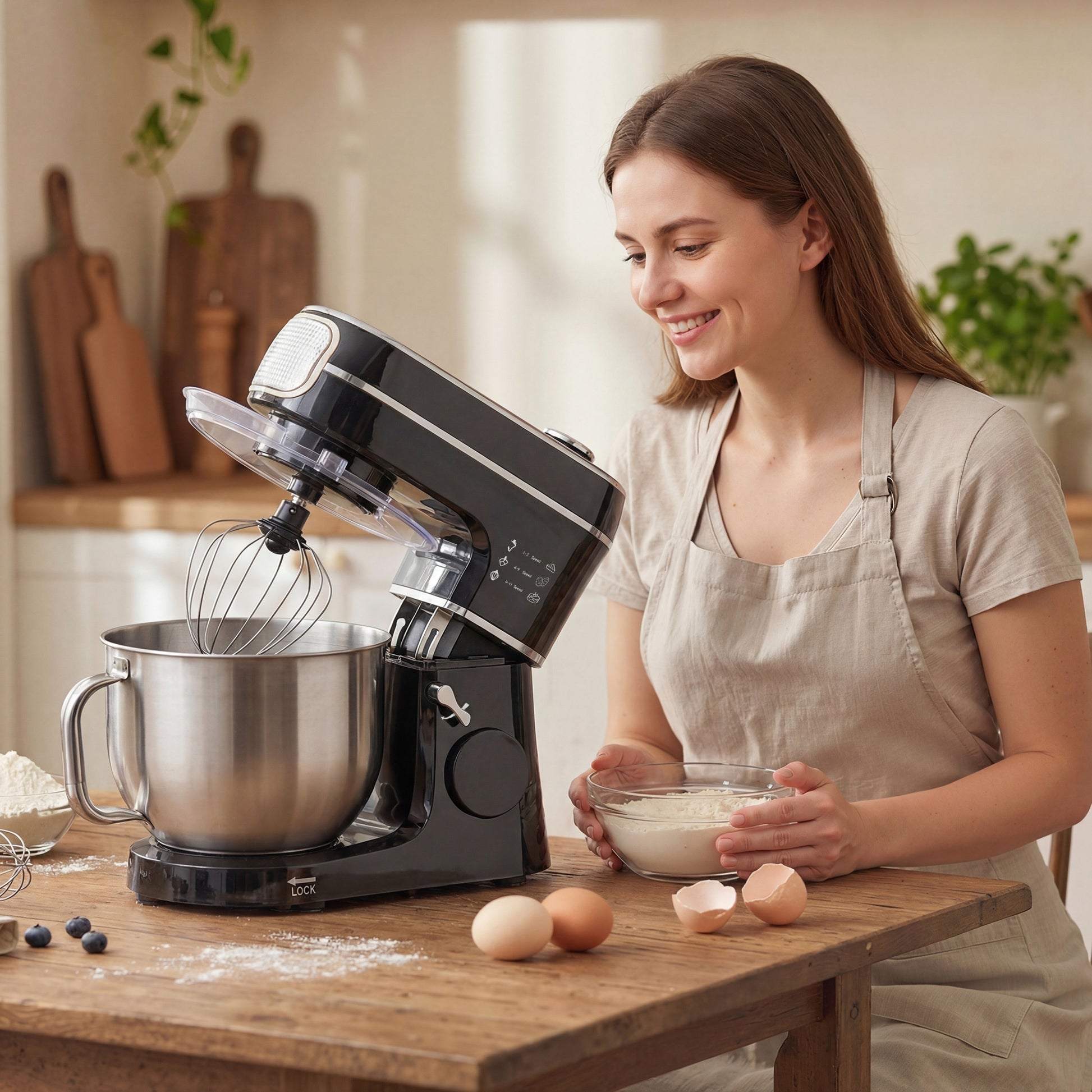 HOMCOM Stand Mixer, 6L 1400W Tilt-Head Food Mixer with 11 Speeds, Pulse & Fermentation Function, LED Display, Black