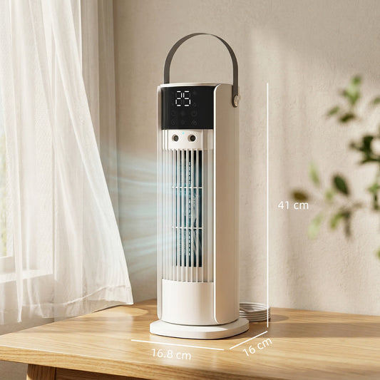 HOMCOM Tower Fan for Bedroom, 16 Inch Mist Desktop Fan with DC Motor, 3 Speeds, 90° Oscillation, 10H Timer, for Home Office