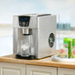 HOMCOM 3L Ice Maker Machine and Water Dispenser, 12kg in 24H, 2 Sizes 9 Ice Cubes Ready in 6-10 Mins Ice Machine, Silver
