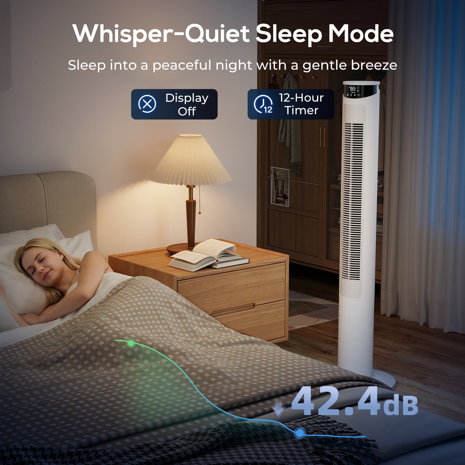 HOMCOM Tower Fan with WiFi Control Standing Floor Fan with Remote Control 116 cm White