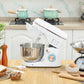 HOMCOM Stand Mixer, 5L Food Mixer for Baking, 6 Speeds and Pulse Setting, 1400W Cake Electric Kitchen Mixer with Dough Hook, Whisk, Stainless Steel Bowl, Splash Guard, Beater, White