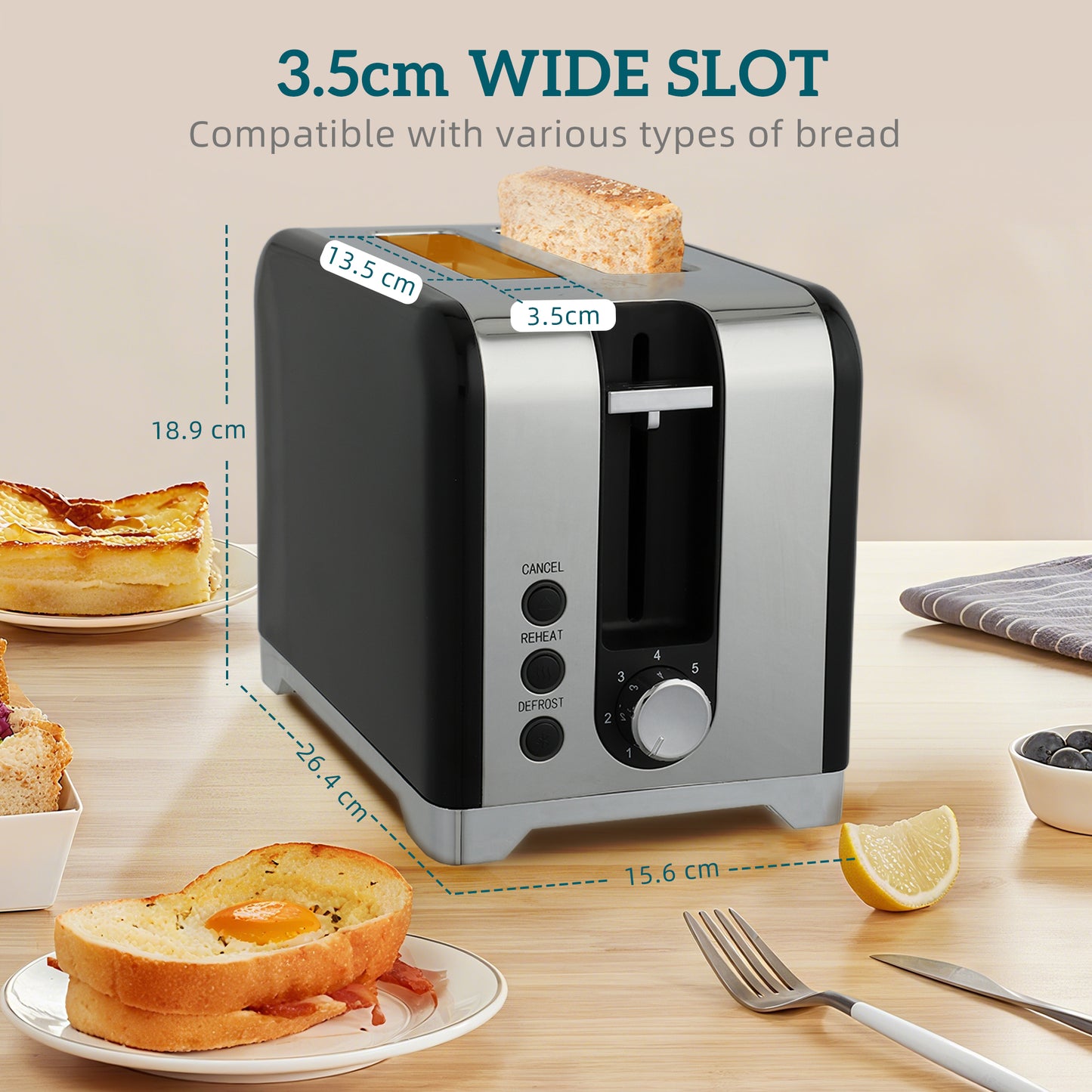 HOMCOM Retro Toaster and Kettle Set - Black