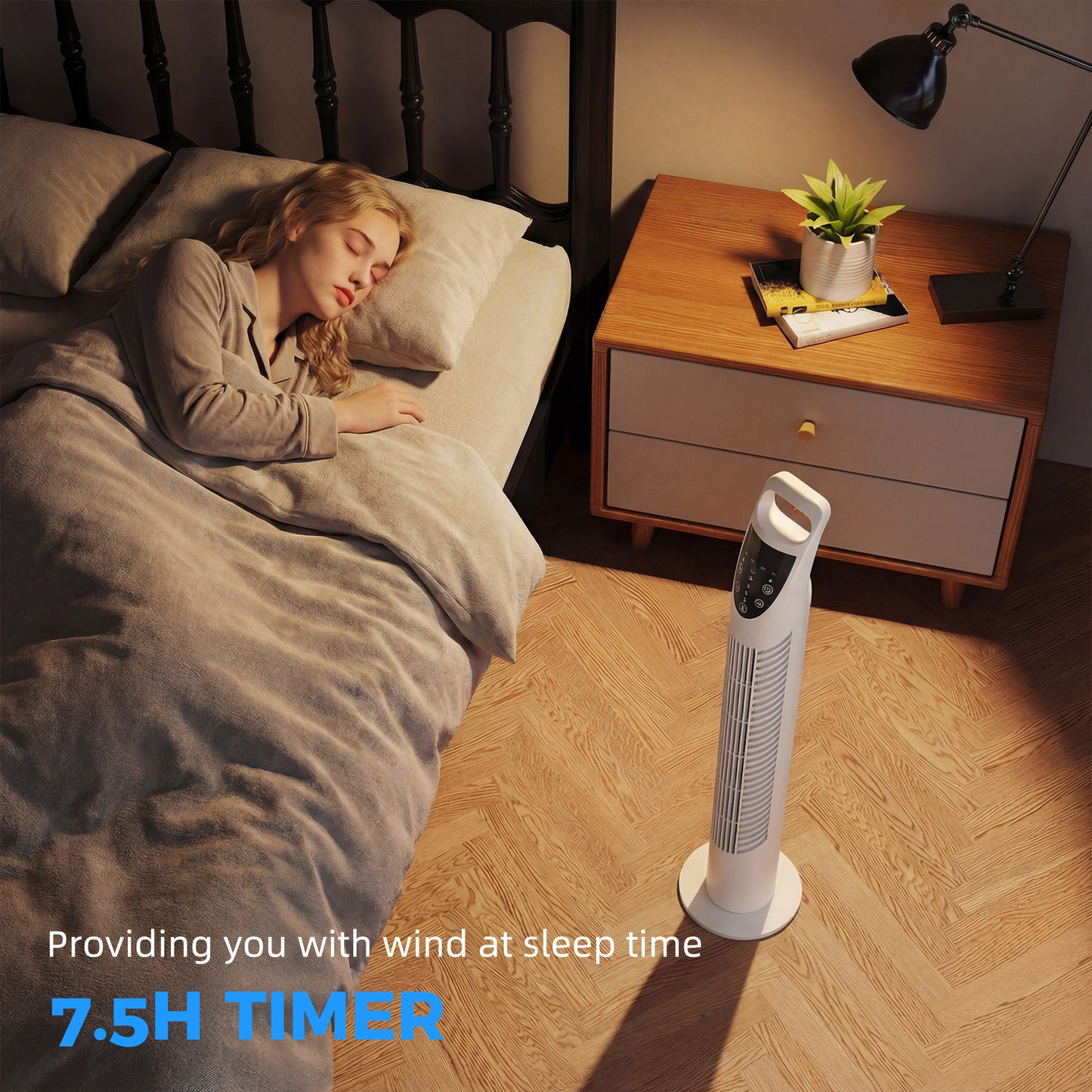HOMCOM Tower Fan Oscillating 3 Speeds 3 Winds 40W w/ RC Timer Quiet - White