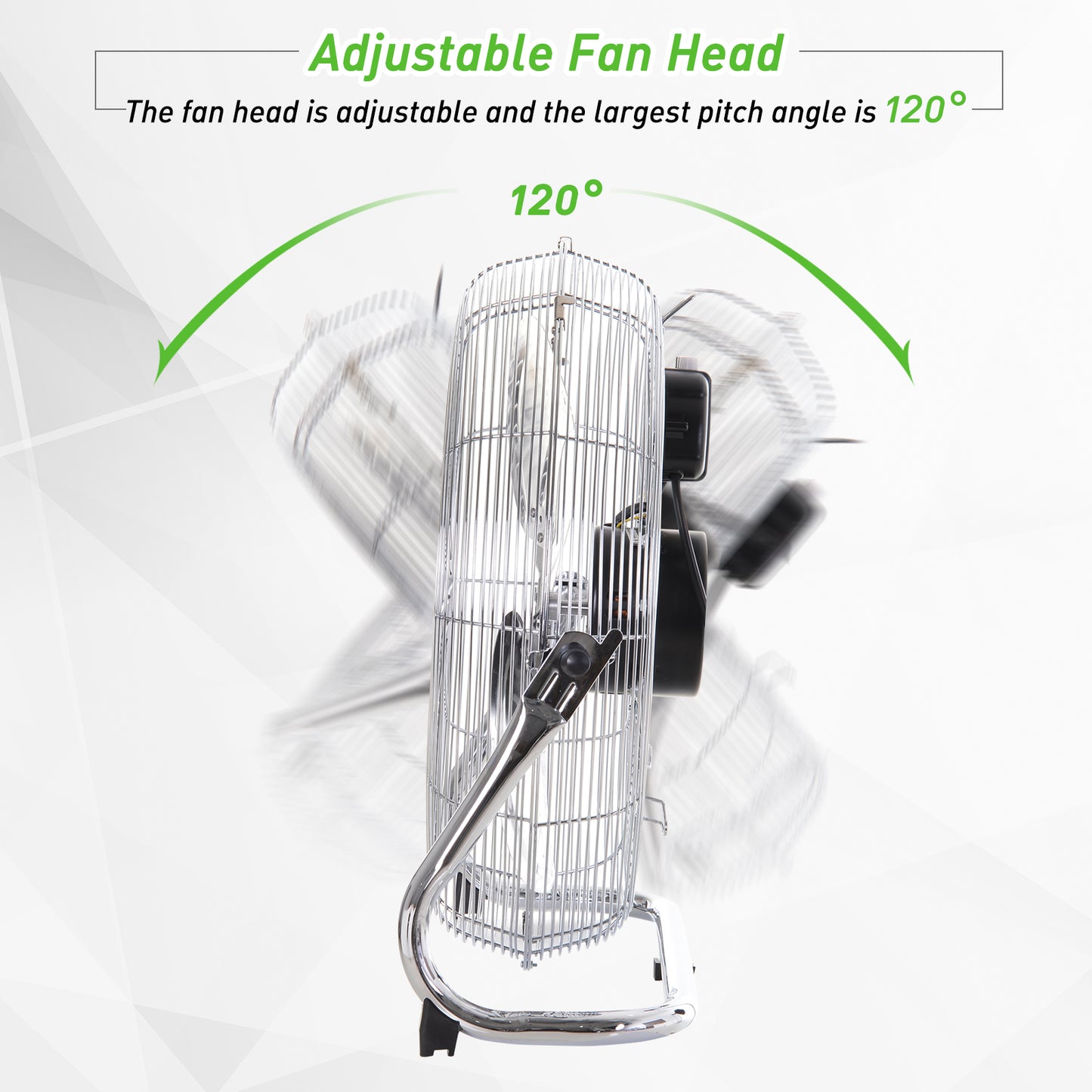 HOMCOM 18" Chrome Metal Floor Fan with Tilting, High Velocity, 3 Speed, Portable Gym Fan for Home Office, Silver
