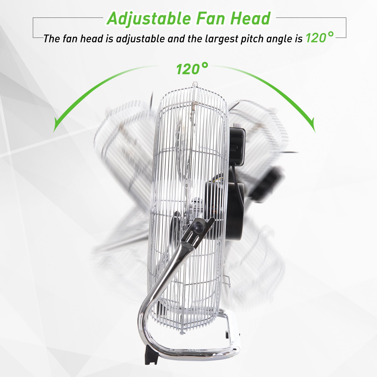 HOMCOM 18" Chrome Metal Floor Fan with Tilting, High Velocity, 3 Speed, Portable Gym Fan for Home Office, Silver