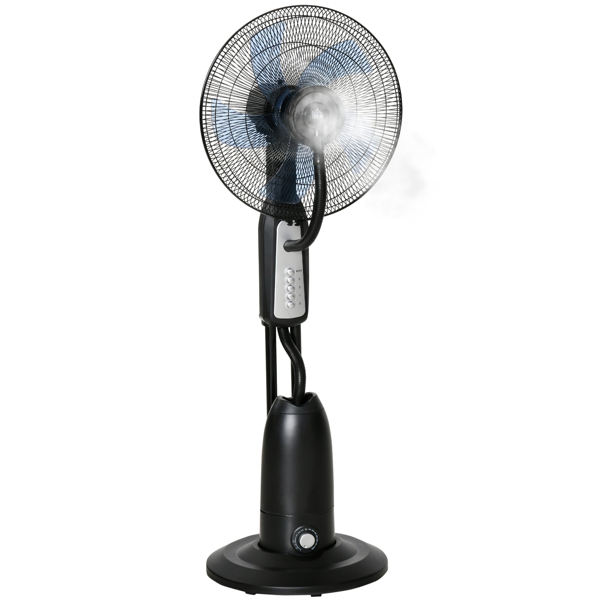 HOMCOM Spray Misting Fan, Floor Fan with Water Mist Spray, 70° Oscillation, Tilt Head, 3 Speeds, 2.8L Water Tank, Black