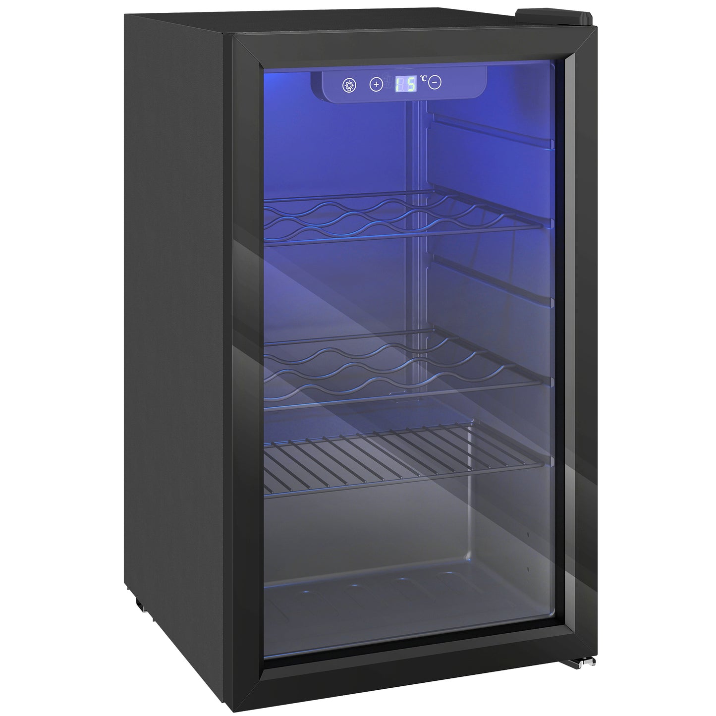 HOMCOM 24 Bottle Wine Cooler, 68 Litre Capacity, 4-16°C Freestanding Drinks Beer Wine Fridge with Glass Door, Black