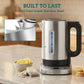 HOMCOM Electric Kettle, 1.7L, Fast Boil, 3kW Water Kettle with UK Strix Thermostat, Keep Warm Function, LCD Base, Silver Tone