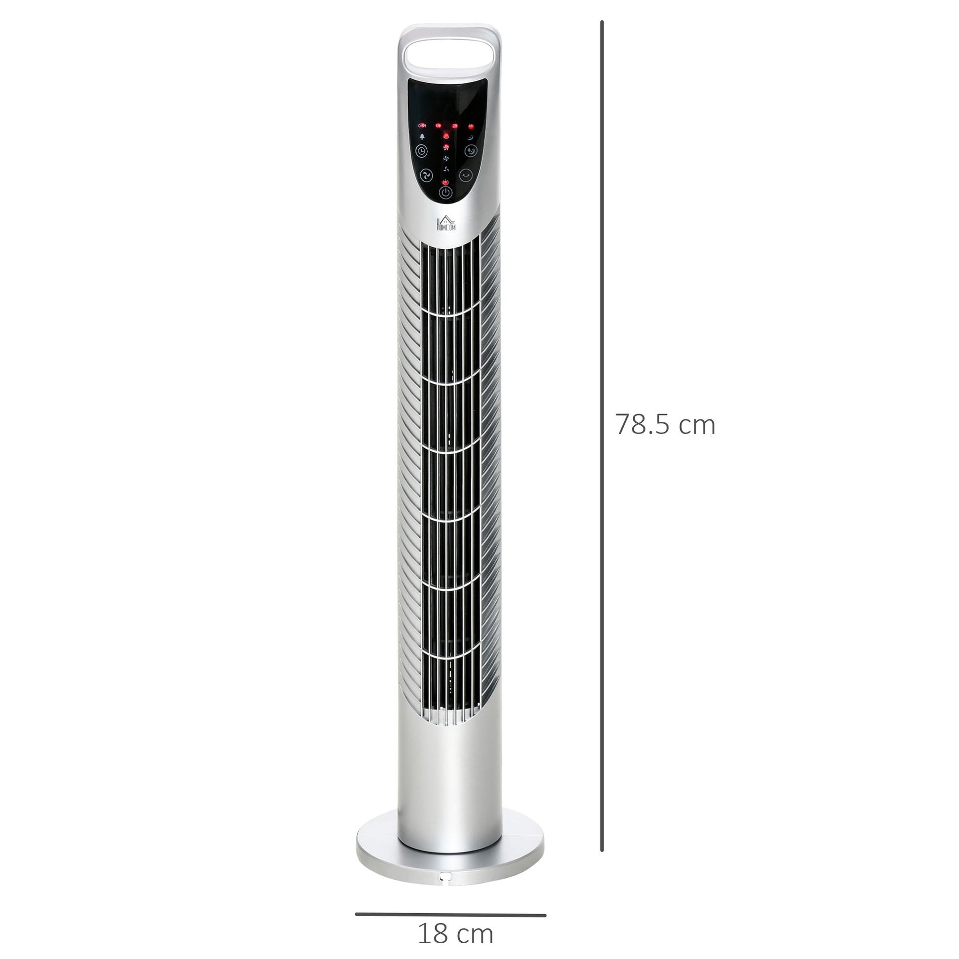 HOMCOM 31 Inch Bladeless Oscillating Tower Fan with 70° Oscillation, Remote Control, 7.5H Timer, 3 Speed 3 Modes, Electric Floor Standing Cooling Fan for Home Bedroom Office, Silver