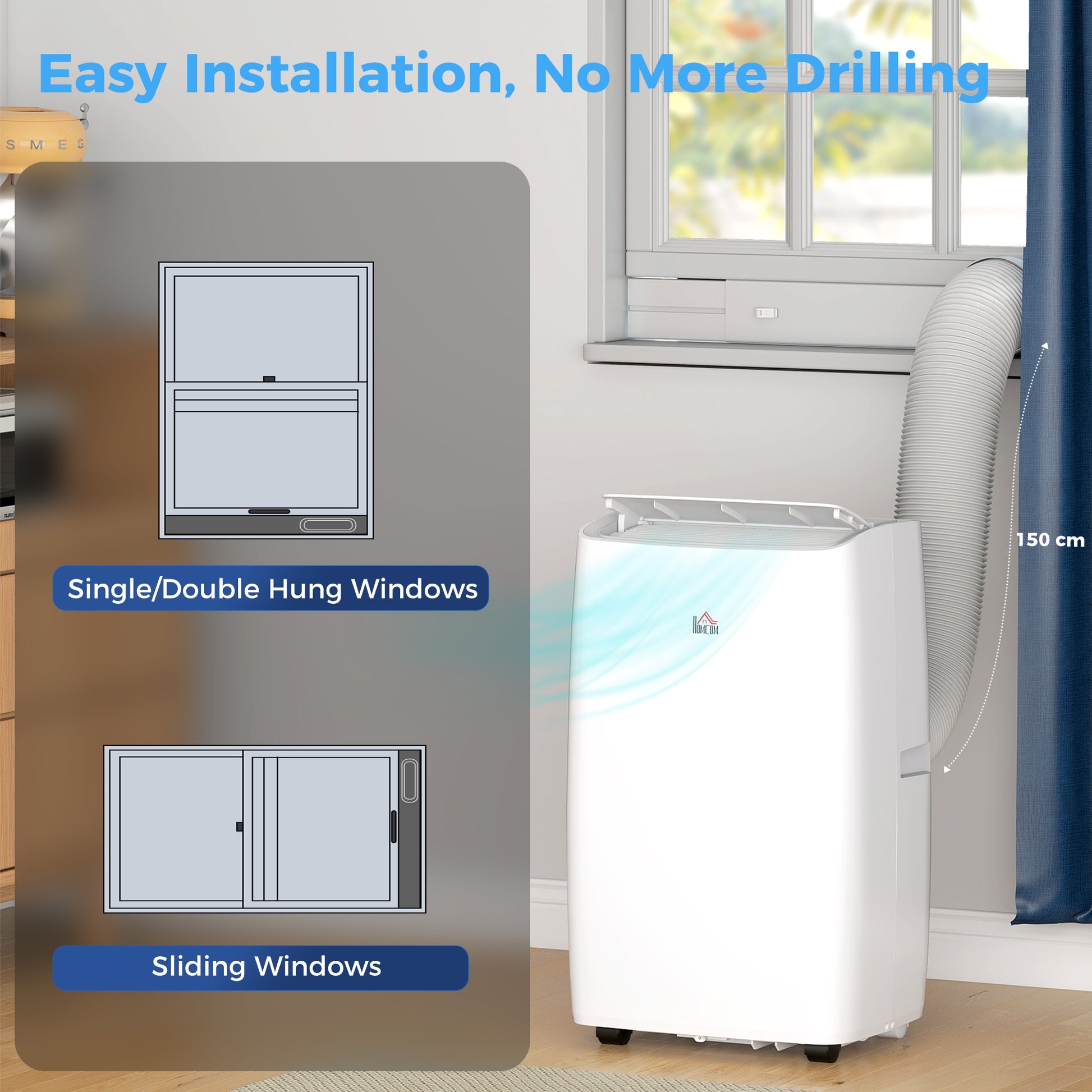HOMCOM Portable Air Conditioner 12000 BTU BTU, 4-in-1 Air Conditioning Unit, Dehumidifier, Cooling, Fan, Child Lock, 35 m²