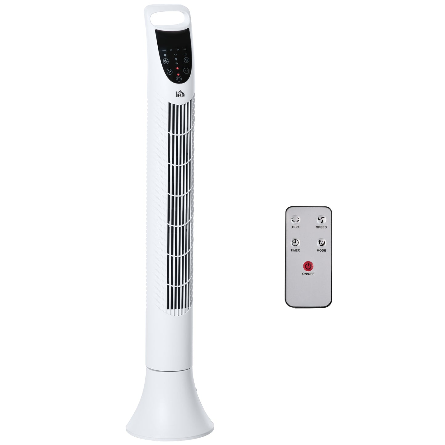 HOMCOM 36" Freestanding Tower Fan, Pedestal Fan with 3 Speed 3 Mode, 7.5h Timer, 70 Degree Oscillation, LCD Panel, 5M Remote Controller, White