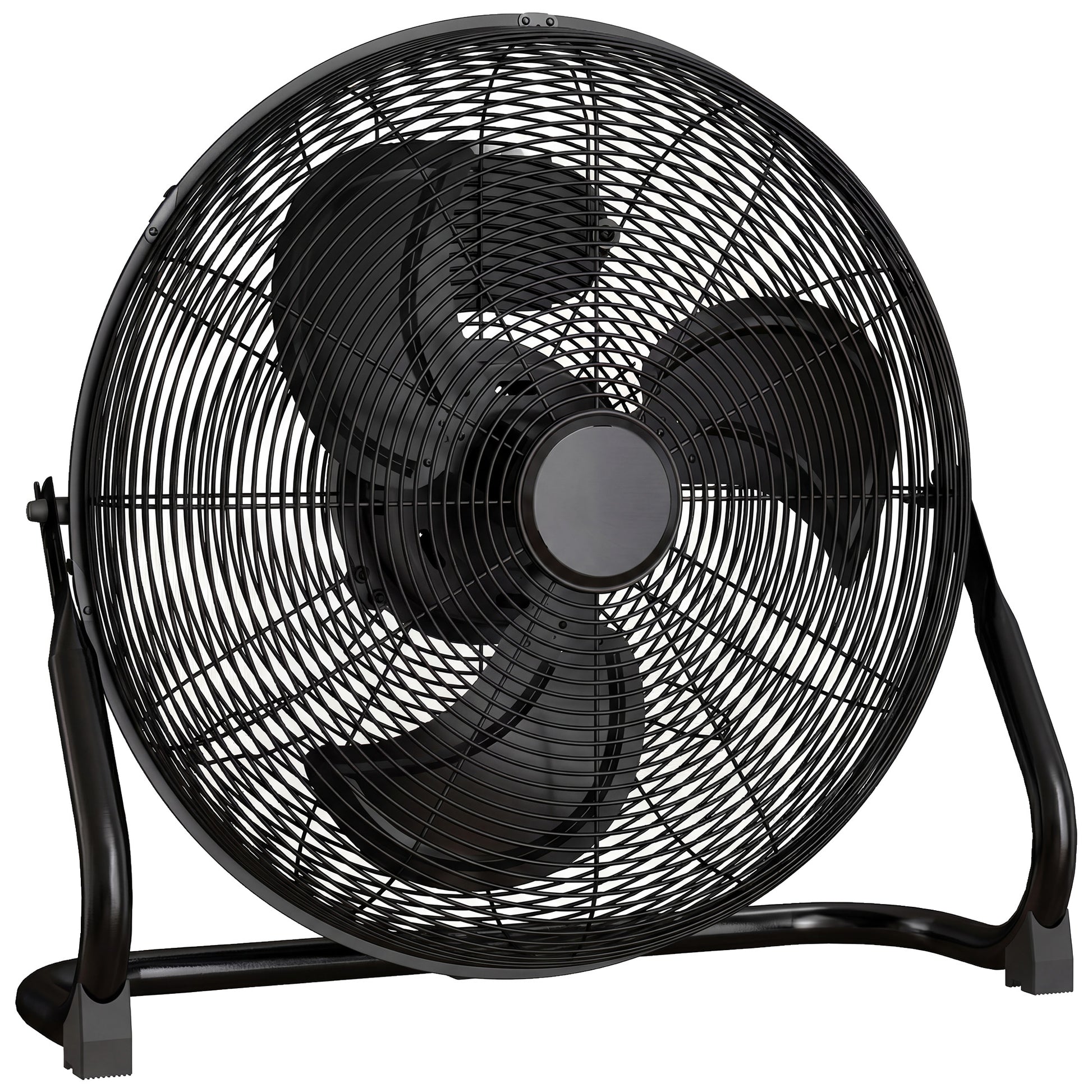 HOMCOM Metal Floor Fan with Tilting, High Velocity, 3 Speed, Portable Gym Fan for Home Office, Black