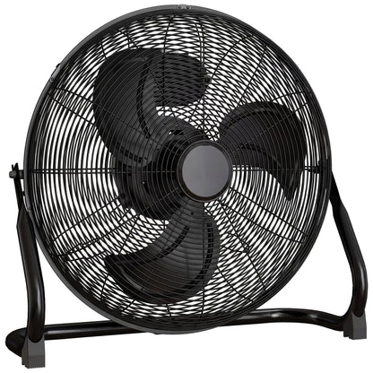 HOMCOM Metal Floor Fan with Tilting, High Velocity, 3 Speed, Portable Gym Fan for Home Office, Black