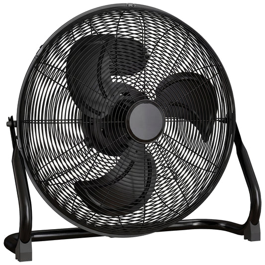 HOMCOM Metal Floor Fan with Tilting, High Velocity, 3 Speed, Portable Gym Fan for Home Office, Black